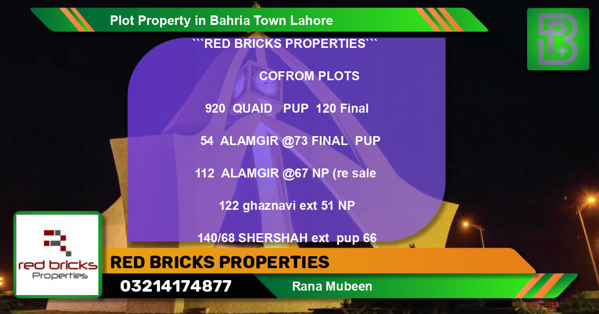 Residential Plot for Sale in Bahria Town, Lahore - (BP-54587)