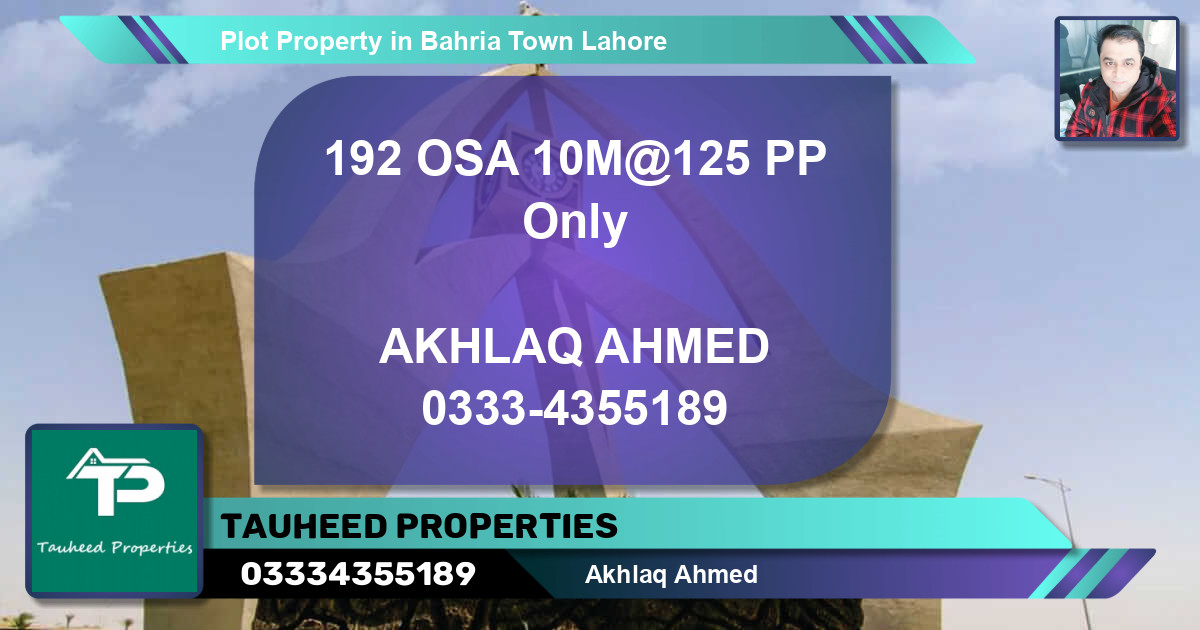 Residential Plot for Sale in Bahria Town, Lahore - (BP-54605)