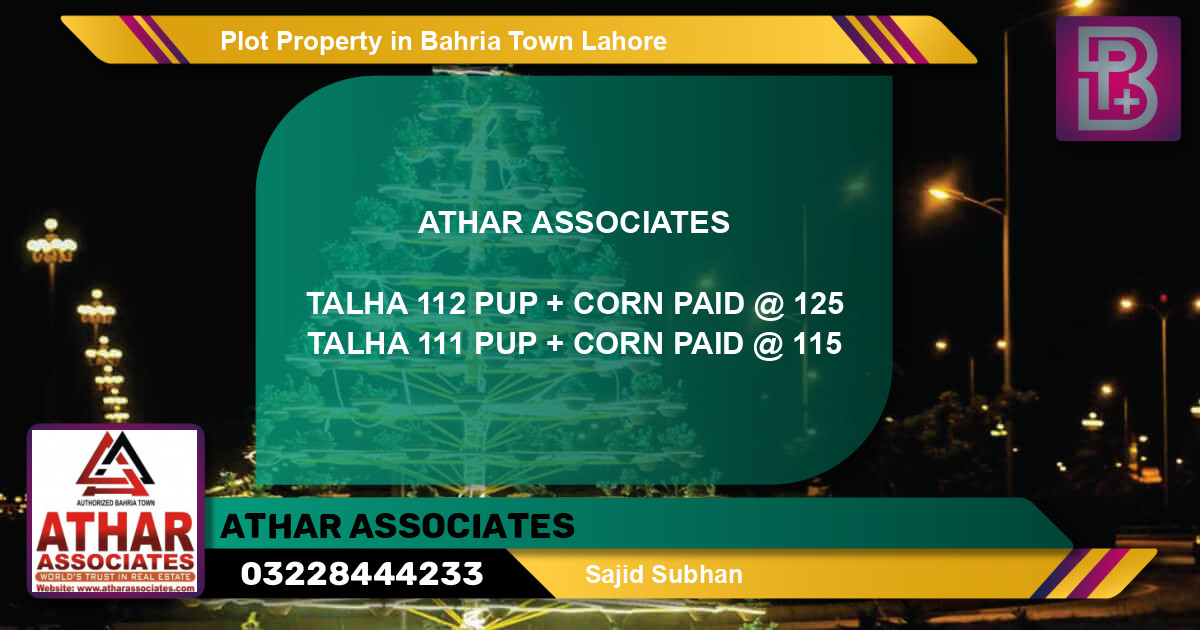 Residential Plot for Sale in Bahria Town, Lahore - (BP-54611)