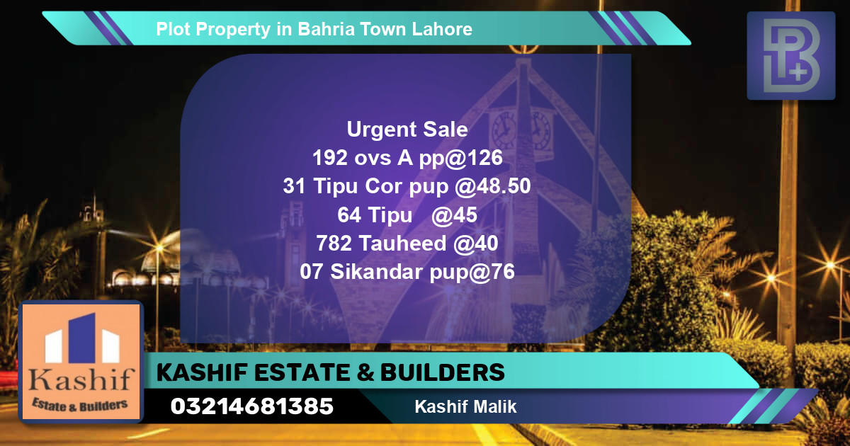 Residential Plot for Sale in Bahria Town, Lahore - (BP-54622)