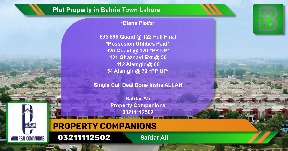Residential Plot for Sale in Bahria Town, Lahore - (BP-54634)