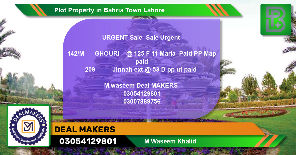 Residential Plot for Sale in Bahria Town, Lahore - (BP-54654)