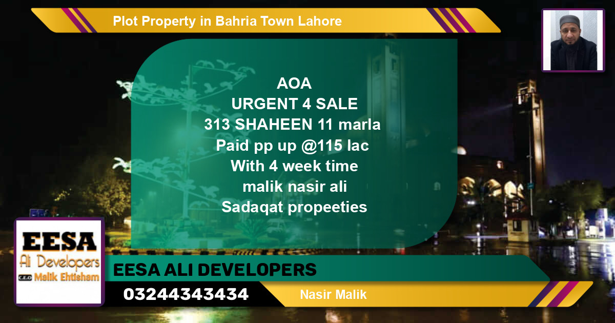 Residential Plot for Sale in Bahria Town, Lahore - (BP-54656)