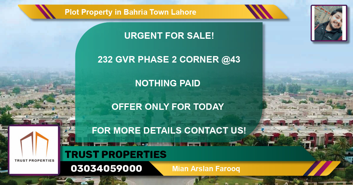 Residential Plot for Sale in Bahria Town, Lahore - (BP-54666)