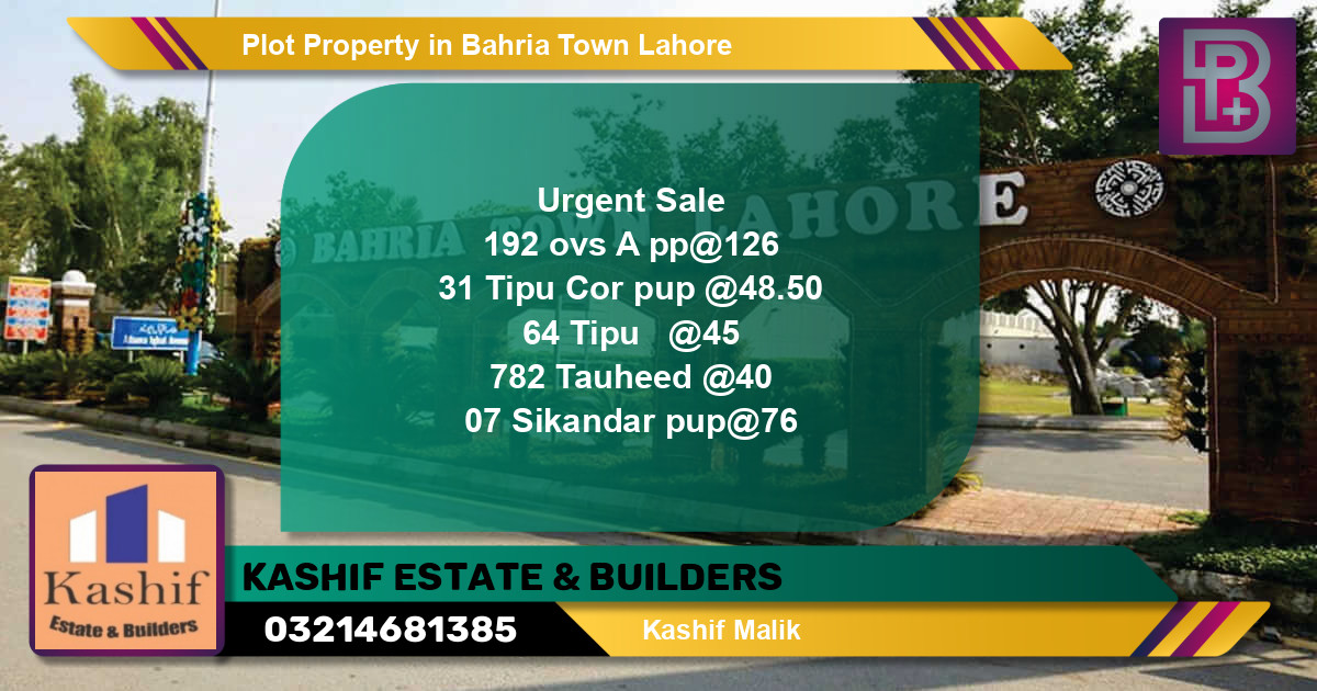 Residential Plot for Sale in Bahria Town, Lahore - (BP-54678)