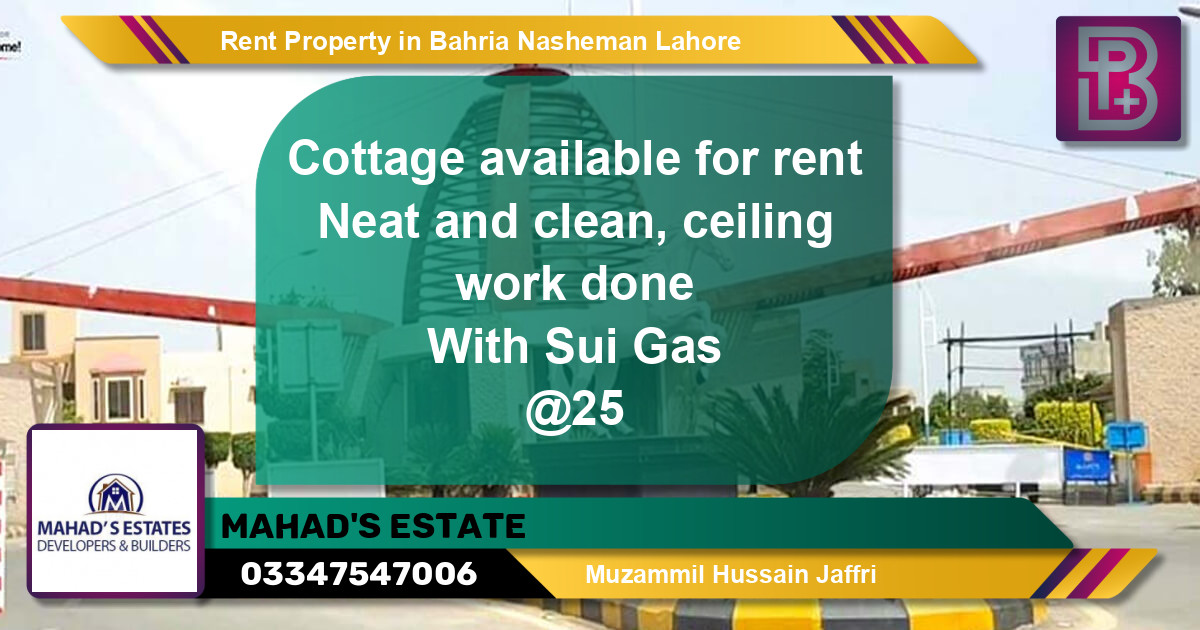 Residential Property for Rent in Bahria Nasheman, Lahore - (BP-54808)