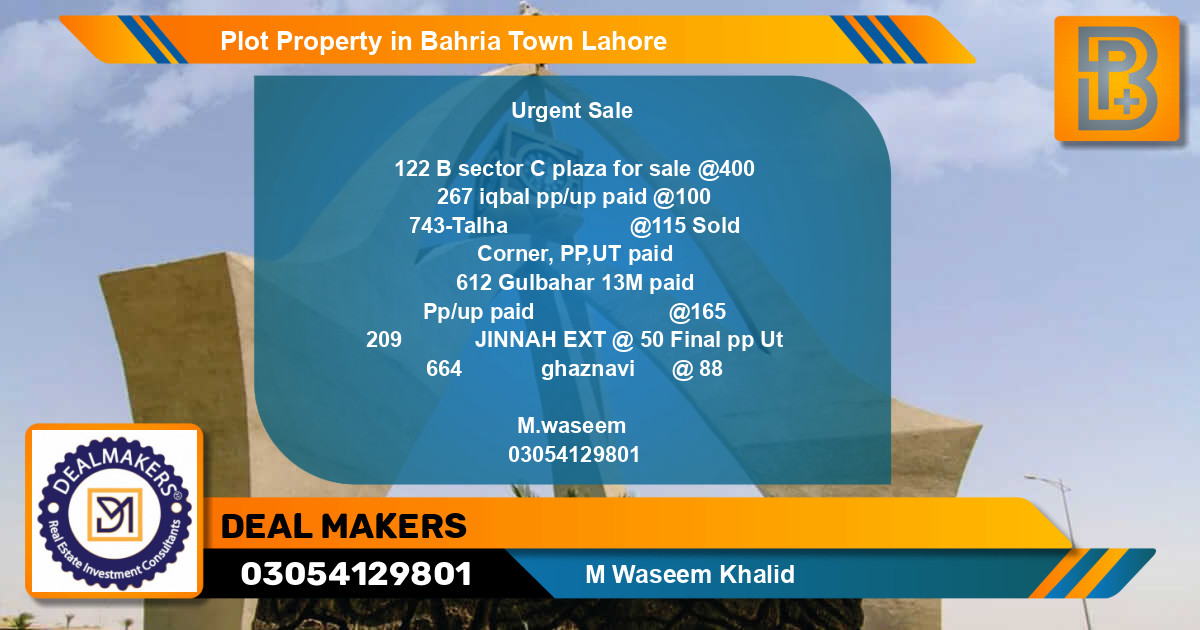 Residential Plot for Sale in Bahria Town, Lahore - (BP-54976)