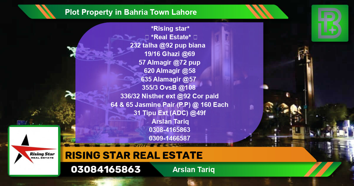 Residential Plot for Sale in Bahria Town, Lahore - (BP-54988)