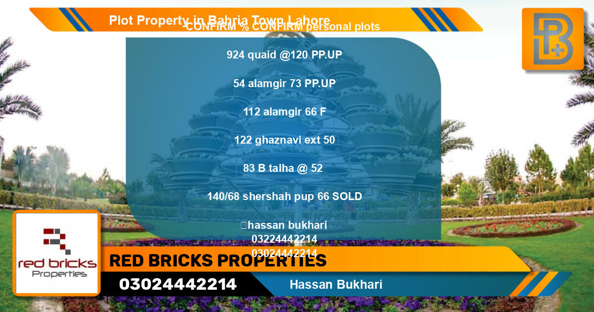 Residential Plot for Sale in Bahria Town, Lahore - (BP-54993)