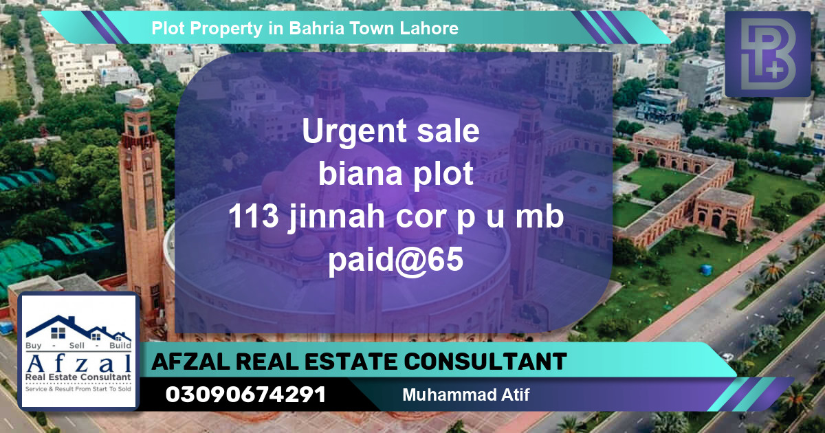 Residential Plot for Sale in Bahria Town, Lahore - (BP-54998)