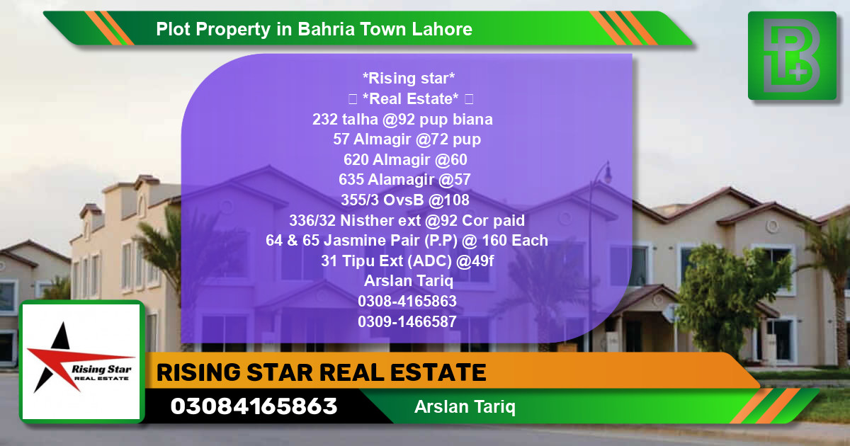 Residential Plot for Sale in Bahria Town, Lahore - (BP-55011)