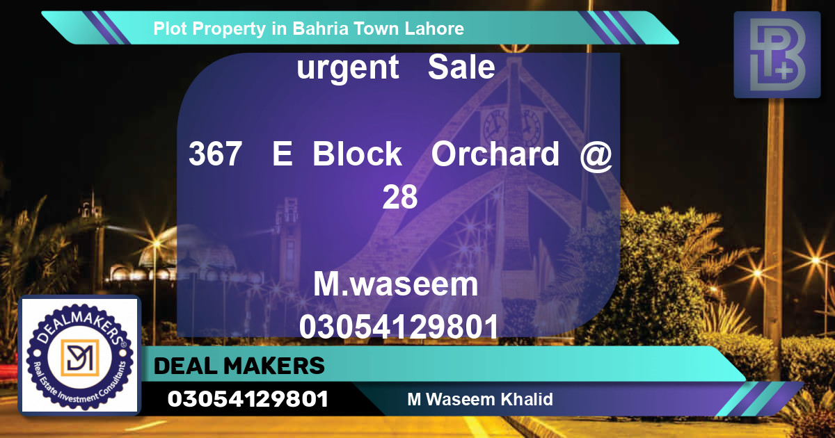 Residential Plot for Sale in Bahria Town, Lahore - (BP-55021)