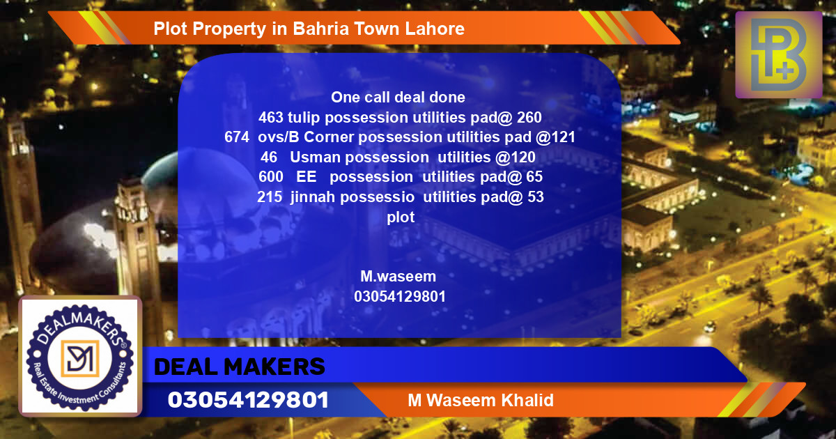 Residential Plot for Sale in Bahria Town, Lahore - (BP-55022)