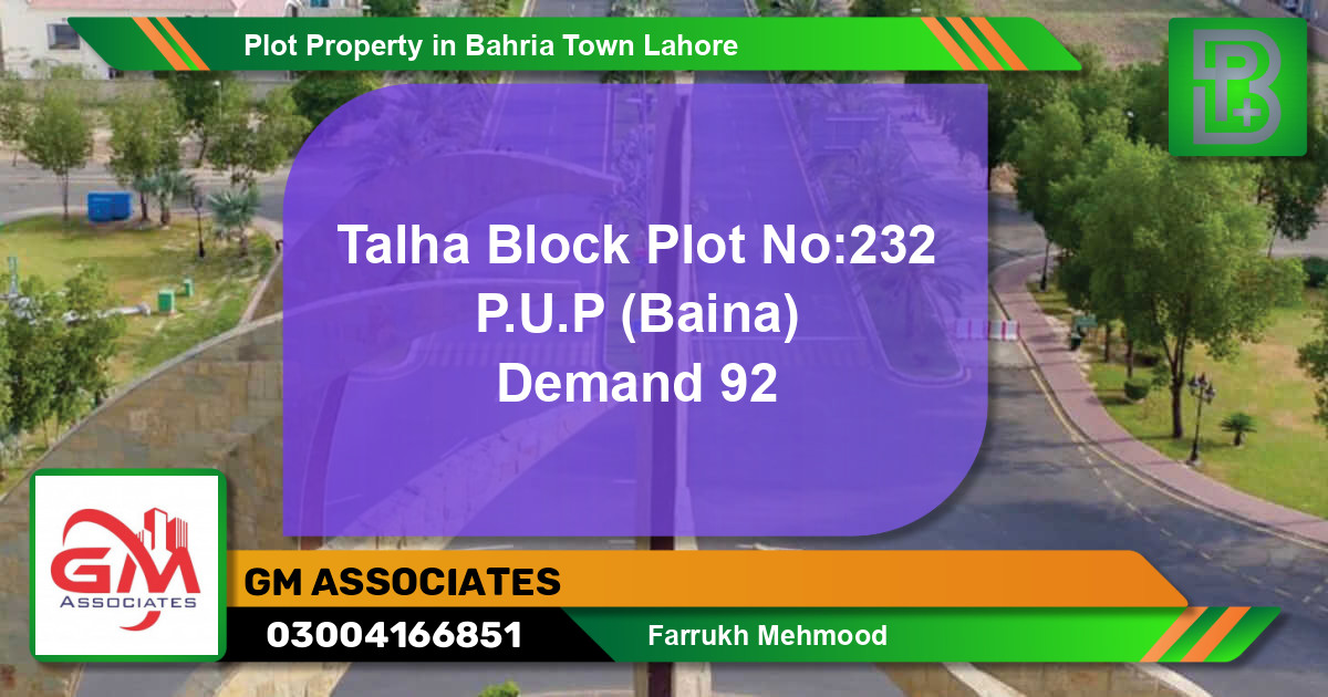Residential Plot for Sale in Bahria Town, Lahore - (BP-55030)