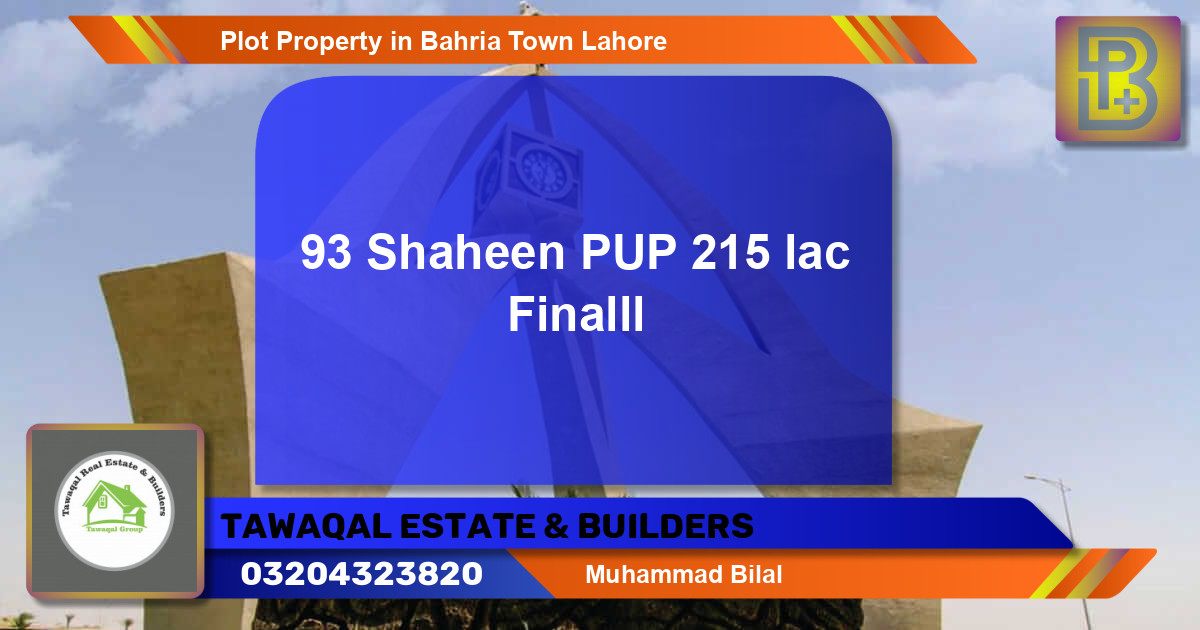 Residential Plot for Sale in Bahria Town, Lahore - (BP-55040)