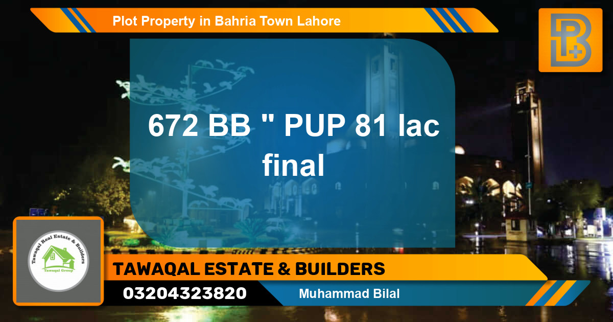 Residential Plot for Sale in Bahria Town, Lahore - (BP-55041)
