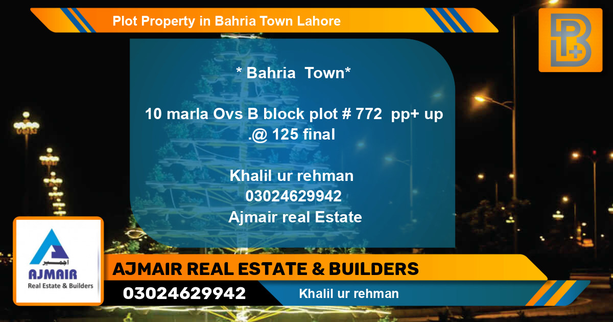Residential Plot for Sale in Bahria Town, Lahore - (BP-55044)
