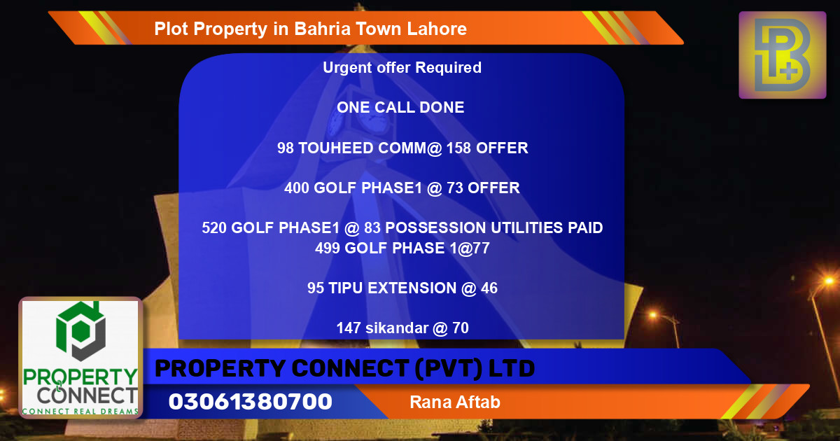 Residential Plot for Sale in Bahria Town, Lahore - (BP-55094)