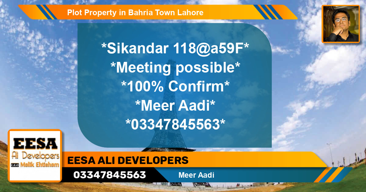 Residential Plot for Sale in Bahria Town, Lahore - (BP-55100)