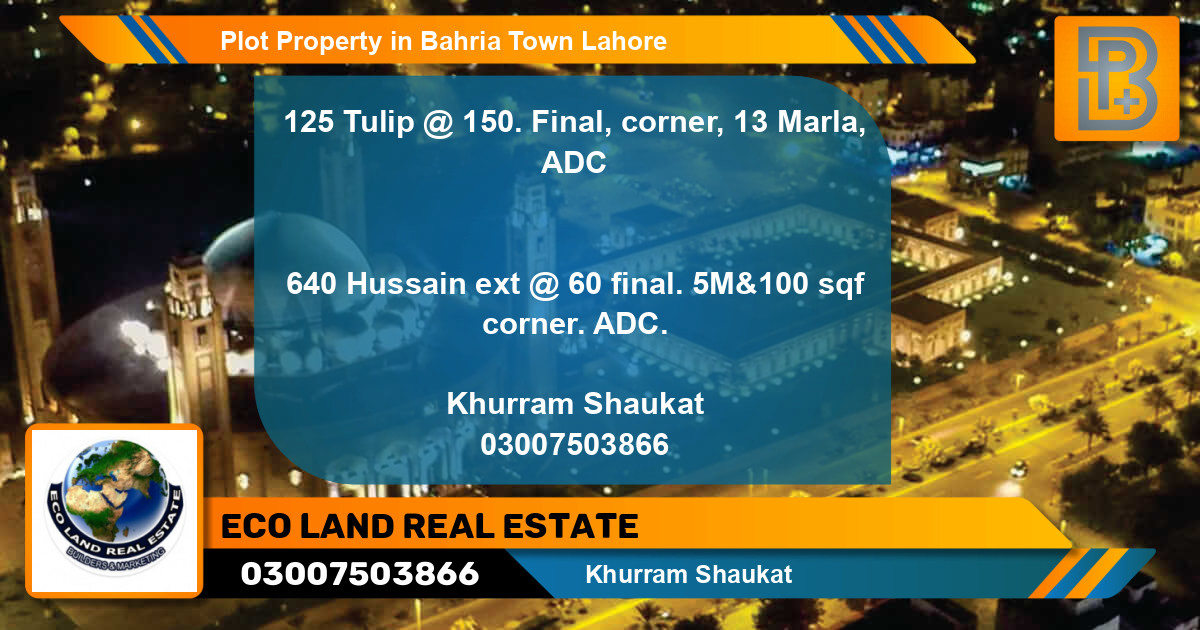 Residential Plot for Sale in Bahria Town, Lahore - (BP-55111)