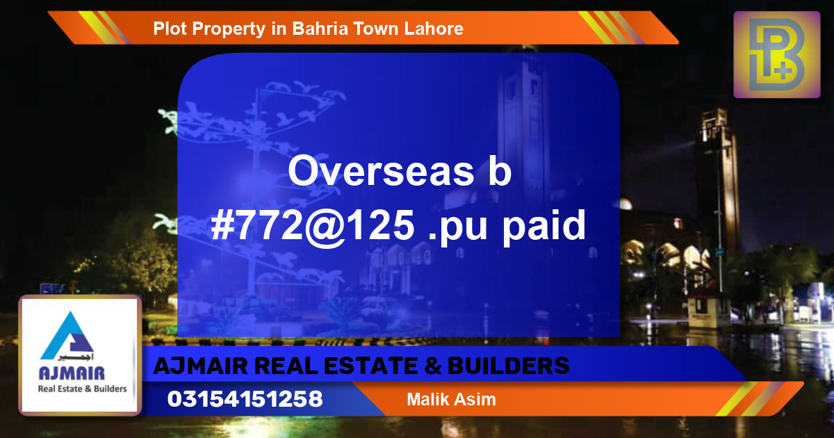 Residential Plot for Sale in Bahria Town, Lahore - (BP-55128)