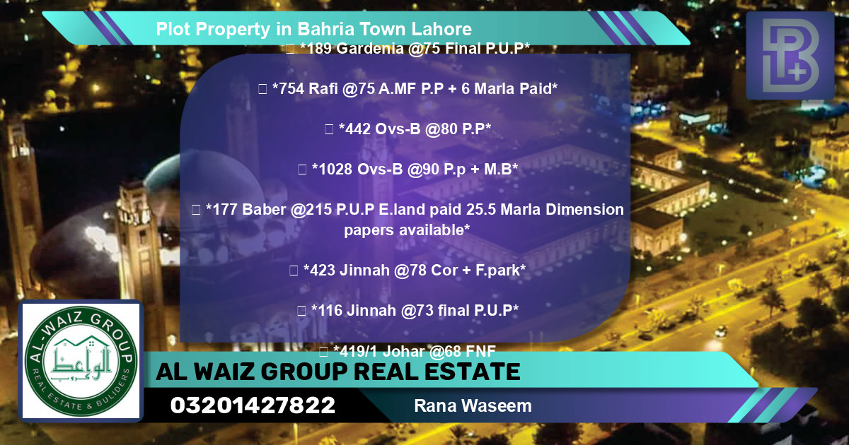 Residential Plot for Sale in Bahria Town, Lahore - (BP-55158)