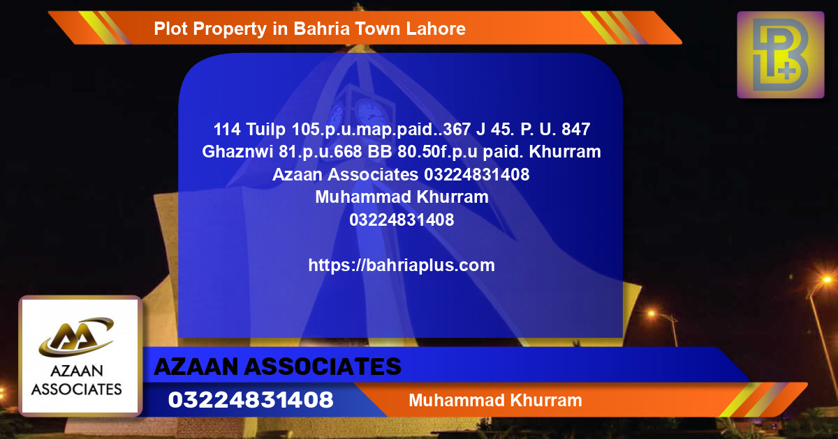 Residential Plot for Sale in Bahria Town, Lahore - (BP-55163)