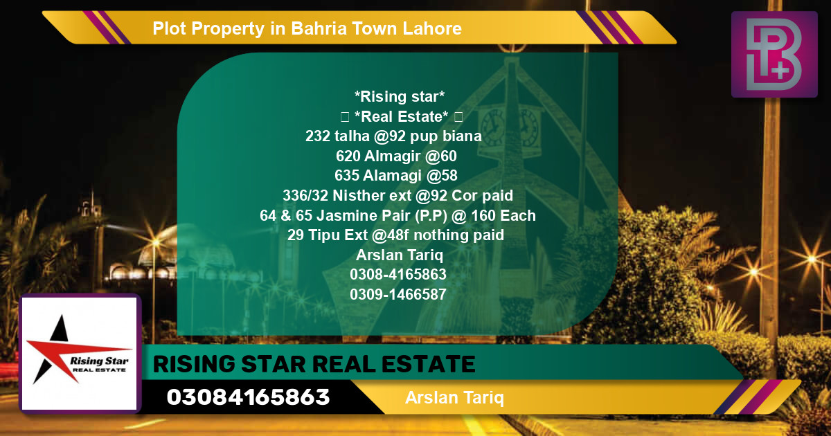 Residential Plot for Sale in Bahria Town, Lahore - (BP-55175)