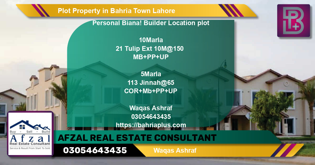 Residential Plot for Sale in Bahria Town, Lahore - (BP-55199)