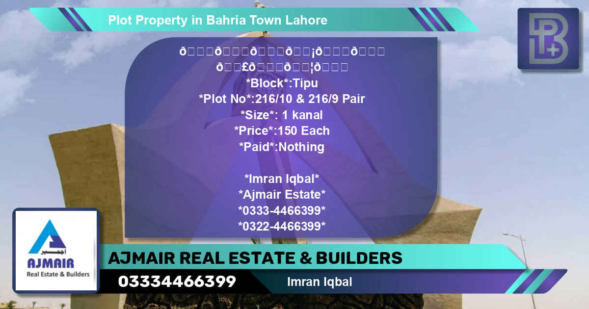 Residential Plot for Sale in Bahria Town, Lahore - (BP-55202)