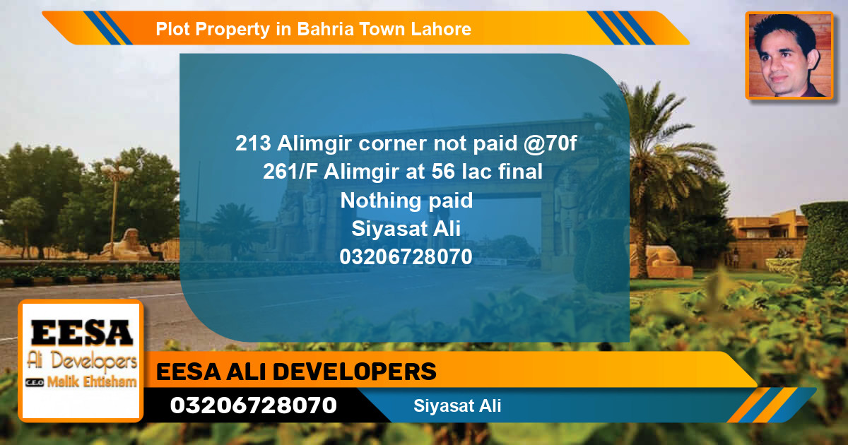 Residential Plot for Sale in Bahria Town, Lahore - (BP-55218)