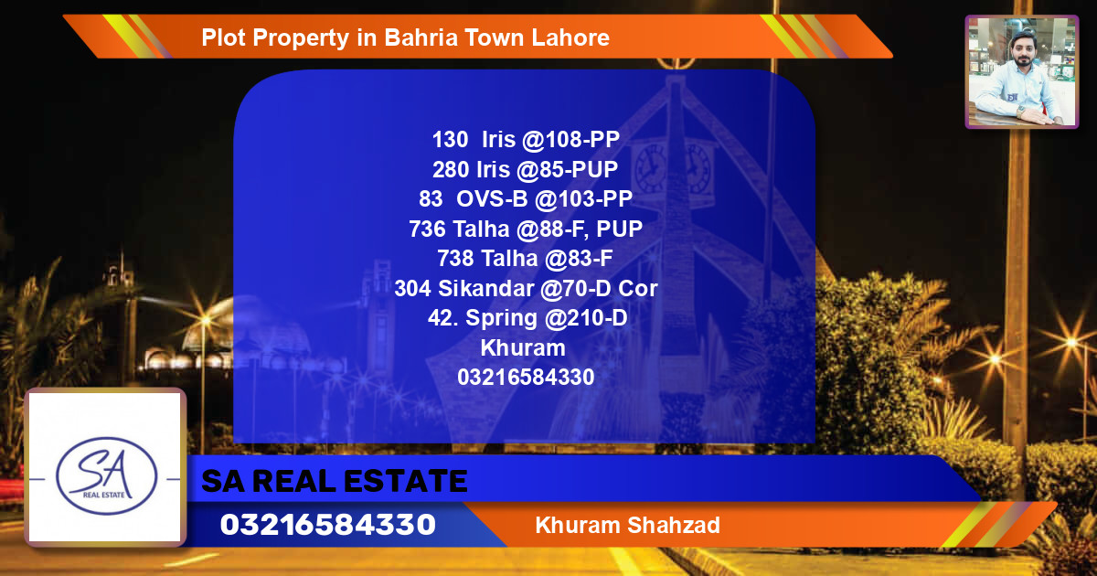 Residential Plot for Sale in Bahria Town, Lahore - (BP-55226)