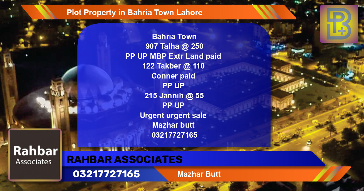 Residential Plot for Sale in Bahria Town, Lahore - (BP-55239)