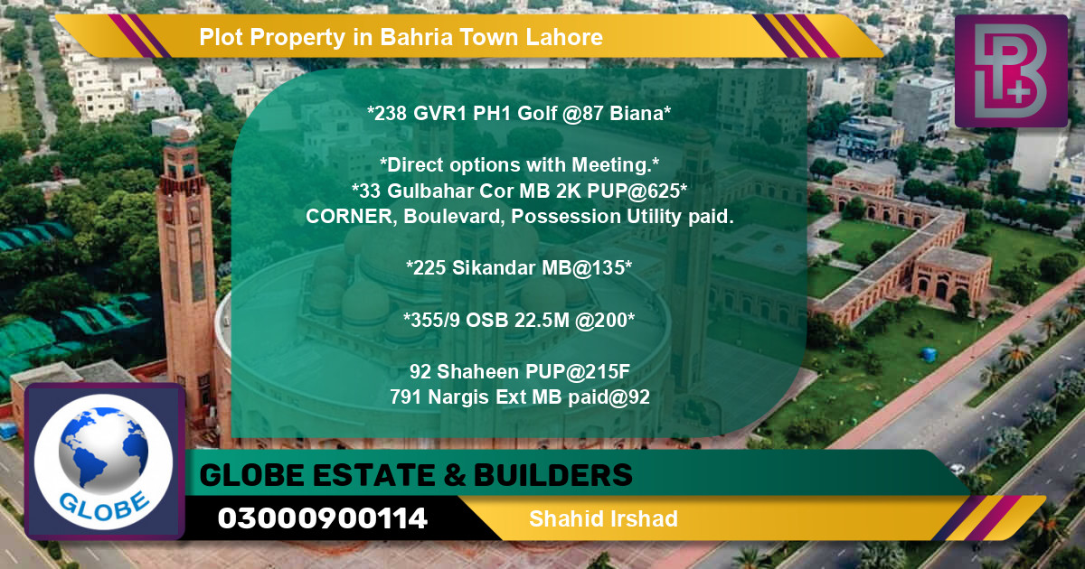 Residential Plot for Sale in Bahria Town, Lahore - (BP-55250)
