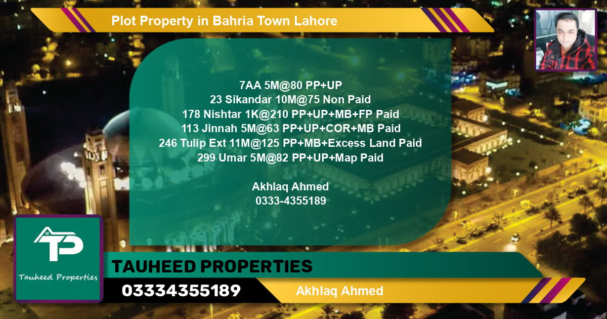 Residential Plot for Sale in Bahria Town, Lahore - (BP-55253)