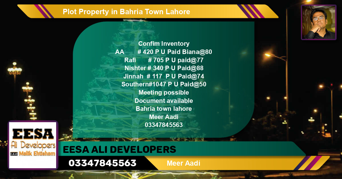 Residential Plot for Sale in Bahria Town, Lahore - (BP-55311)