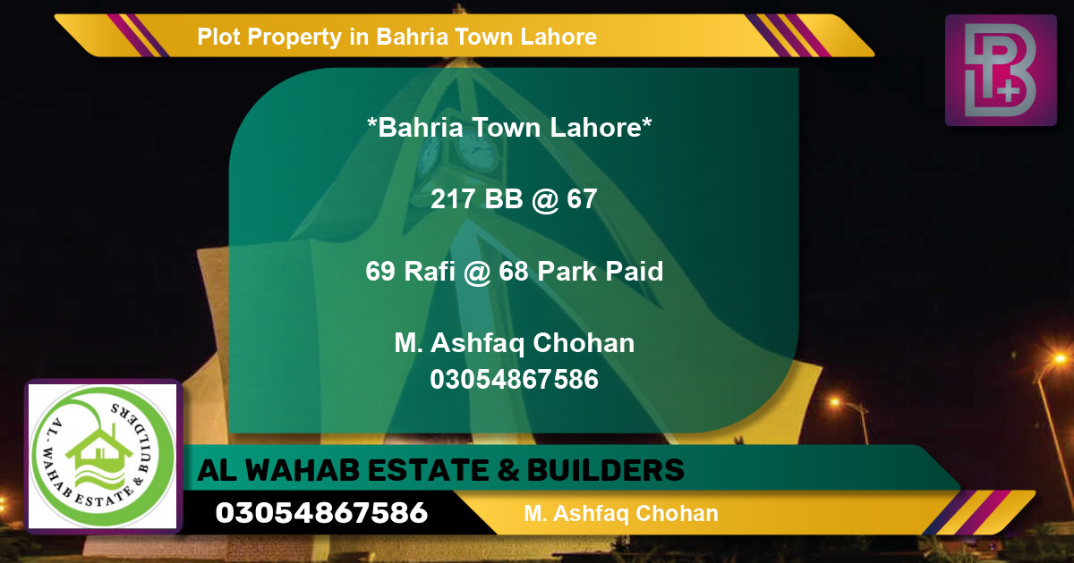 Residential Plot for Sale in Bahria Town, Lahore - (BP-55324)