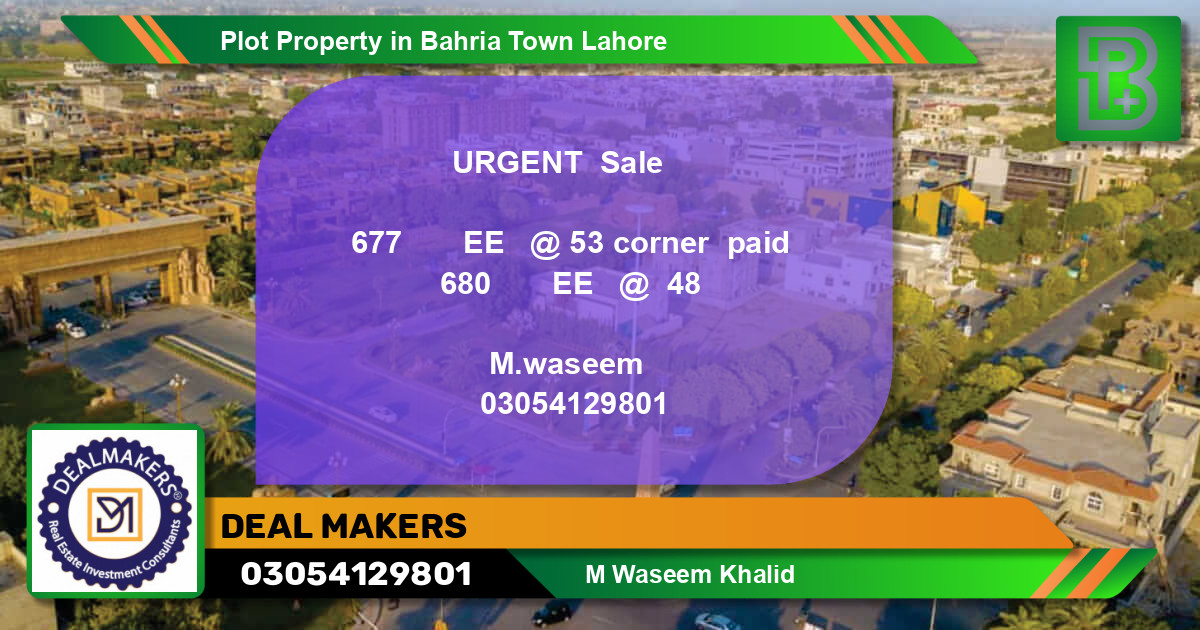 Residential Plot for Sale in Bahria Town, Lahore - (BP-55338)
