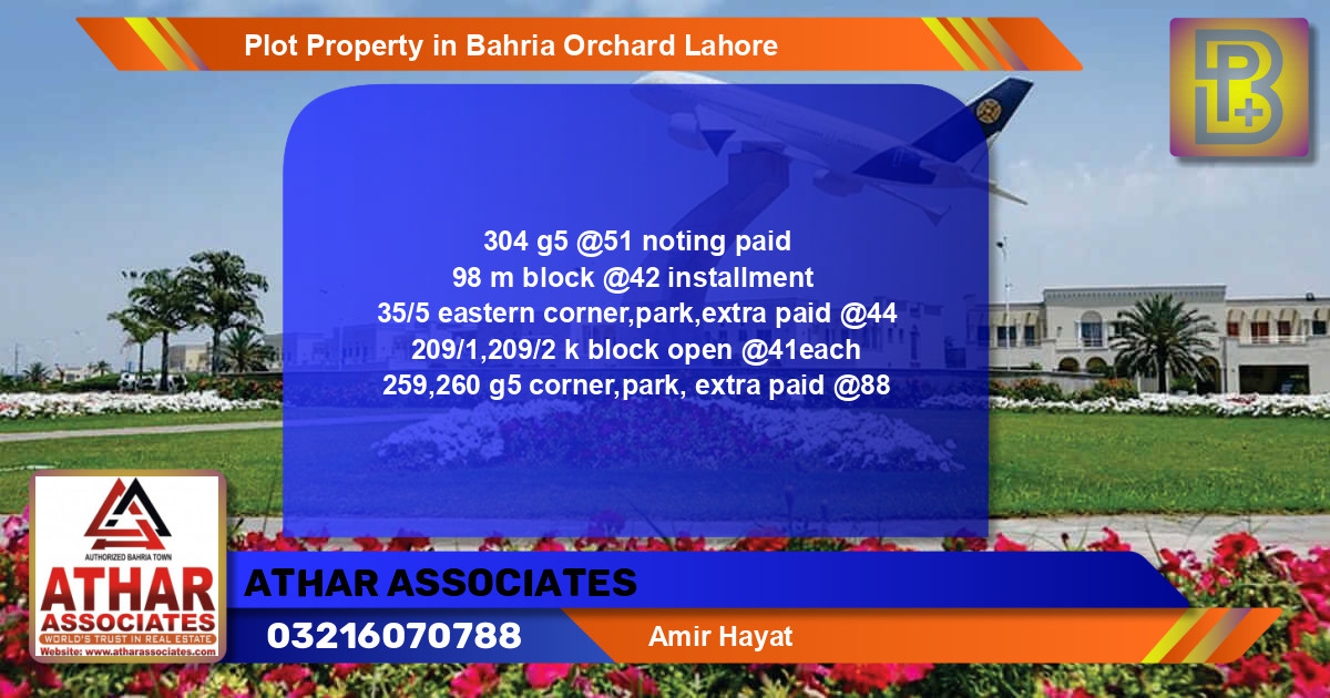 Residential Plot for Sale in Bahria Orchard, Lahore - (BP-55356)
