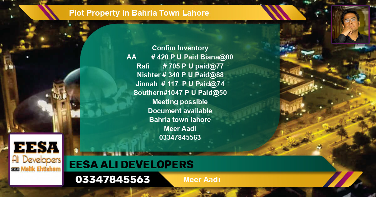 Residential Plot for Sale in Bahria Town, Lahore - (BP-55385)