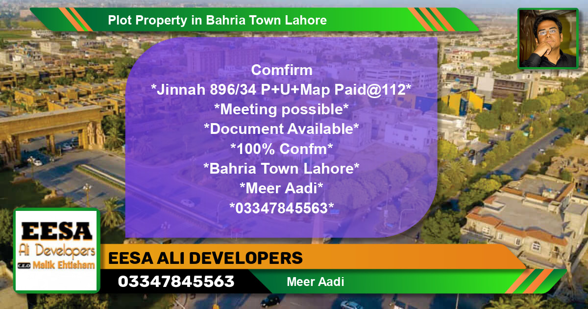 Residential Plot for Sale in Bahria Town, Lahore - (BP-55387)