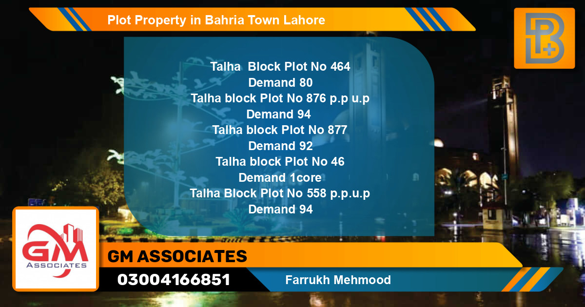 Residential Plot for Sale in Bahria Town, Lahore - (BP-55454)