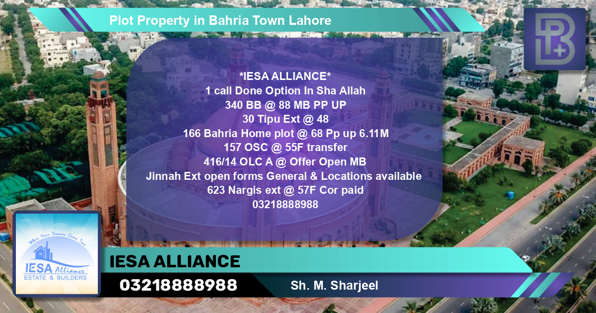 Residential Plot for Sale in Bahria Town, Lahore - (BP-55455)