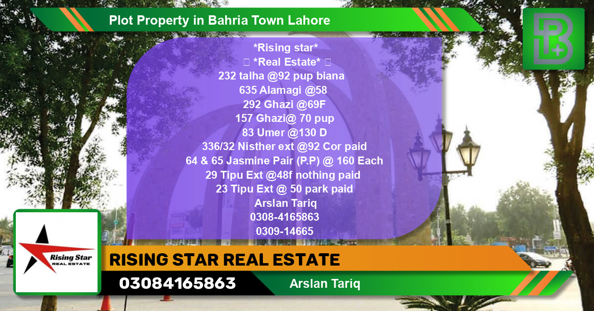 Residential Plot for Sale in Bahria Town, Lahore - (BP-55468)