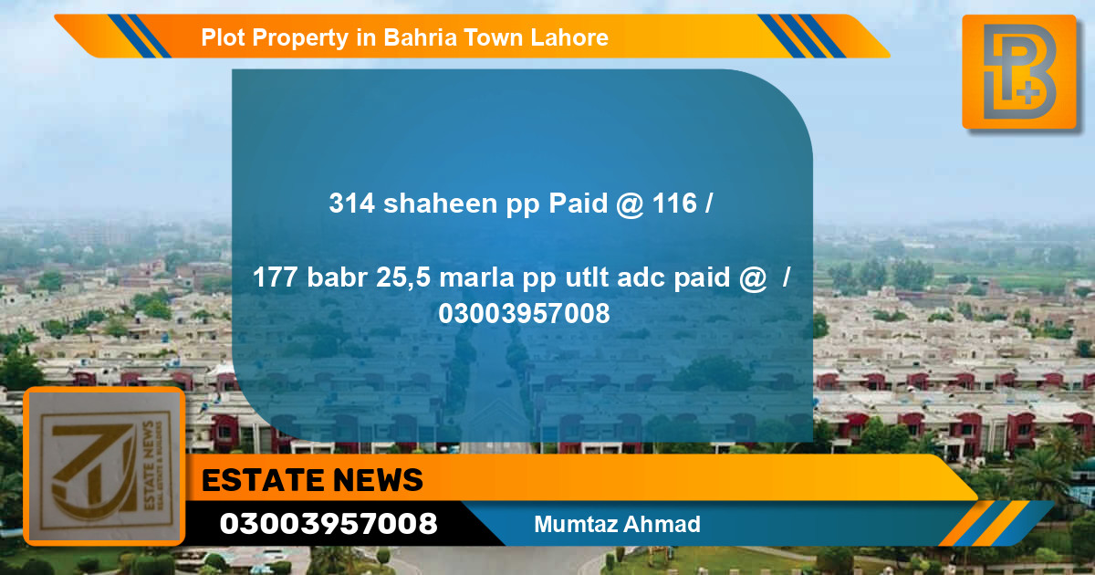 Residential Plot for Sale in Bahria Town, Lahore - (BP-55471)