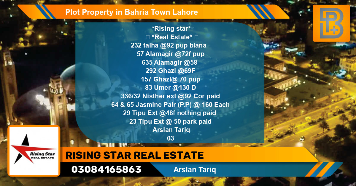 Residential Plot for Sale in Bahria Town, Lahore - (BP-55479)