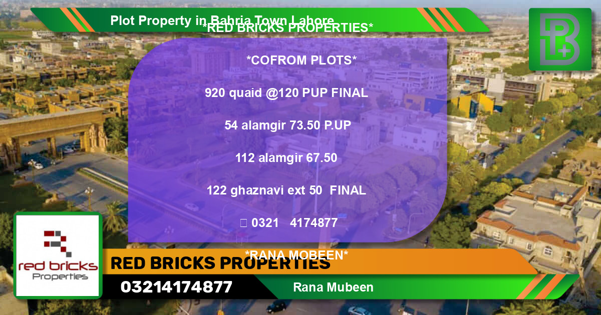 Residential Plot for Sale in Bahria Town, Lahore - (BP-55508)