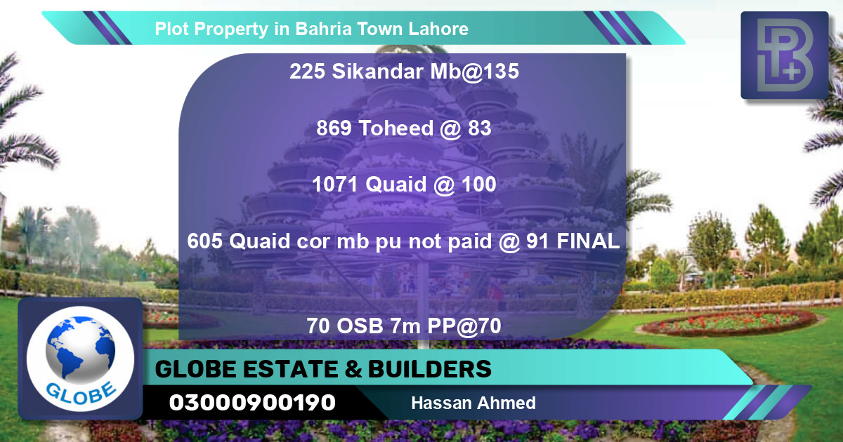 Residential Plot for Sale in Bahria Town, Lahore - (BP-55514)