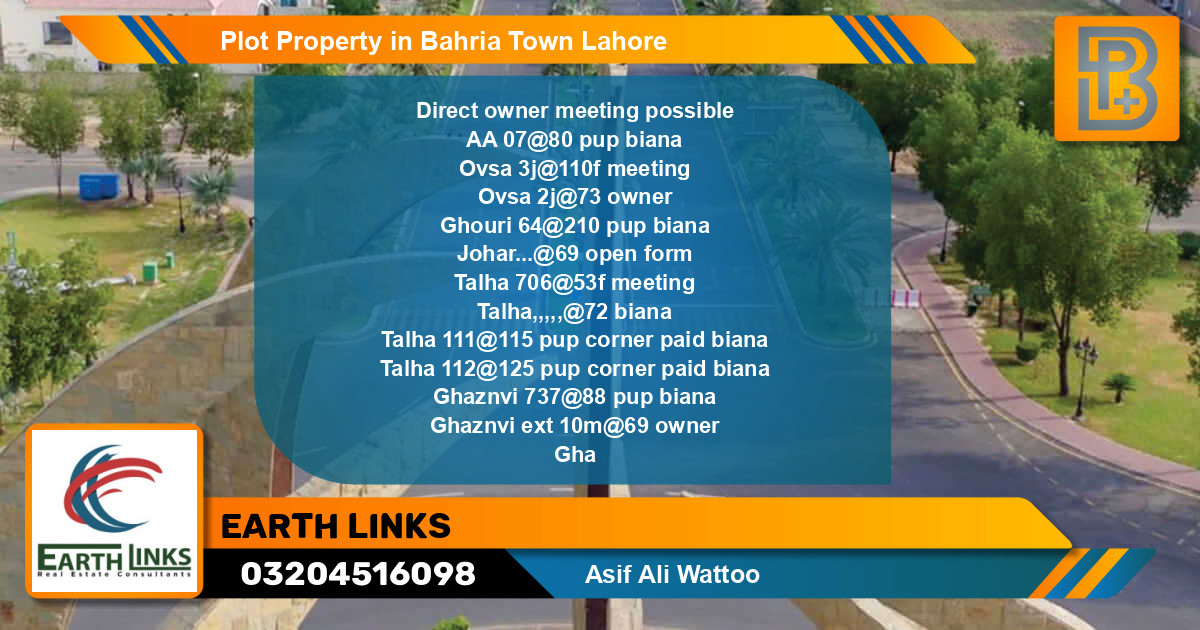 Residential Plot for Sale in Bahria Town, Lahore - (BP-55519)