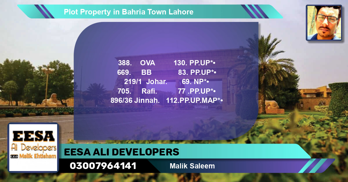 Residential Plot for Sale in Bahria Town, Lahore - (BP-55537)